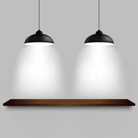 Black ceiling lamps with shelf template vector eps 10のイラスト素材