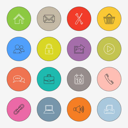 Collection colored rounds thin line icons template vector eps 10のイラスト素材