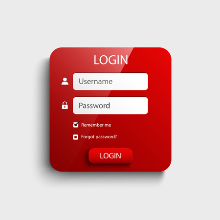 Login web screen red square template vector eps 10のイラスト素材