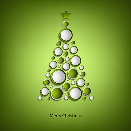 Christmas card with tree of green rings templateのイラスト素材
