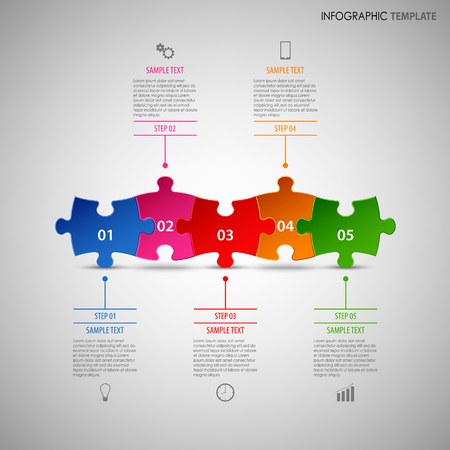 Info graphic with colorful puzzle abreast template vector eps 10のイラスト素材