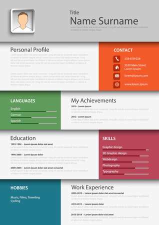 Professional colored resume cv template vector eps 10のイラスト素材