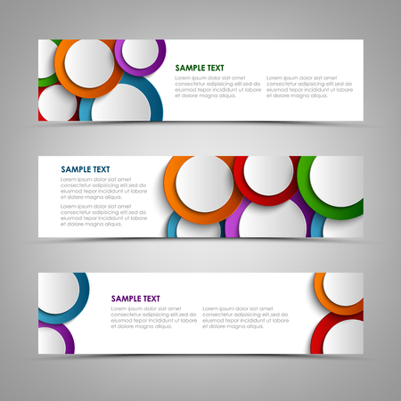 Collection white banners with colorful circles template vector eps 10のイラスト素材