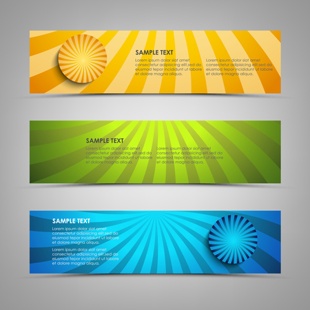 Collection banners with colorful abstract circular stripes vector eps 10のイラスト素材