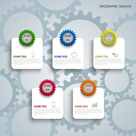 Info graphic with colorful gears and labels template vector eps 10のイラスト素材