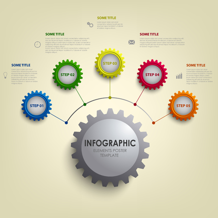 Info graphic with abstract colored desig gears template vector eps 10のイラスト素材