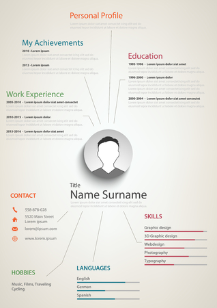 Professional retro resume cv with background links vector eps 10のイラスト素材