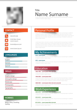 Professional resume cv with color stickers template vector eps 10のイラスト素材