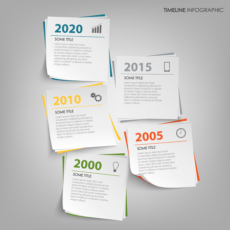 Time line info graphic with abstract note paper template vector eps 10のイラスト素材