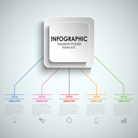 Info graphic with color links and square signs template vector eps 10のイラスト素材