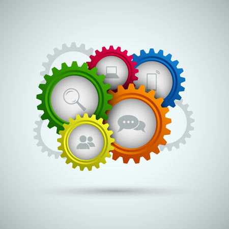 Abstract network connection with color gears template vector eps 10のイラスト素材