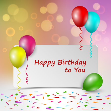 Birthday card with sign and colorful balloons vector eps 10のイラスト素材