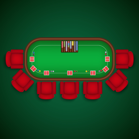Poker table with chairs and cards chips template vector eps 10のイラスト素材