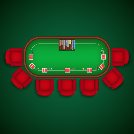 Poker table with chairs and cards chips template vector eps 10の素材 [FY31091470629]