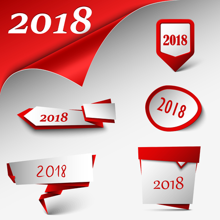 New Year card with collection red design pointers template vector eps 10のイラスト素材