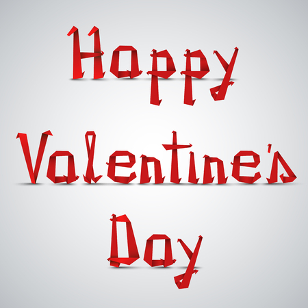 Happy Valentine's Day wishes made of folded red paper vector.のイラスト素材