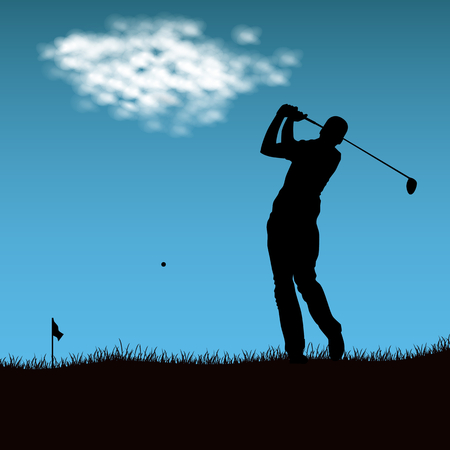 Silhouette of golf player after firing ball vector eps 10のイラスト素材