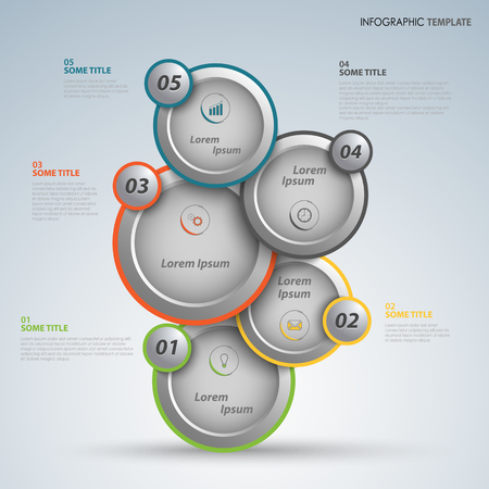 Info graphic with abstract design round pointers template vector.のイラスト素材
