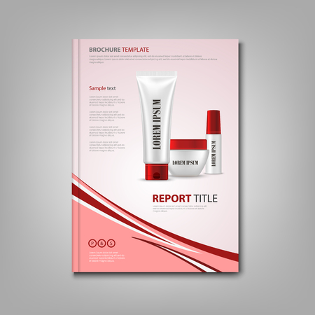 Brochures book or flyer with cosmetic preparations in red design vector eps 10のイラスト素材
