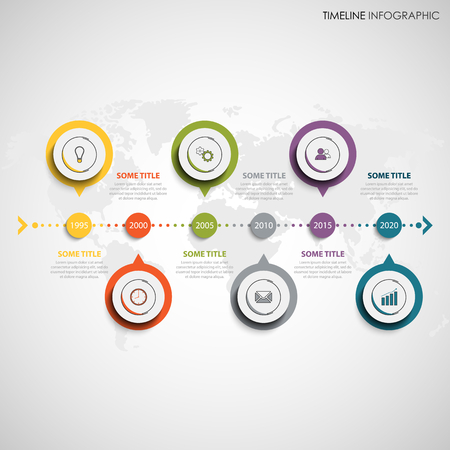 Time line info graphic with round color design element pointers vectorのイラスト素材