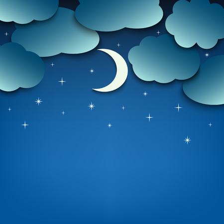 Night sky with clouds and moon template vector eps 10のイラスト素材