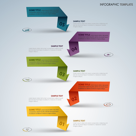 Info graphic with color labels from folded paper template vector eps 10のイラスト素材