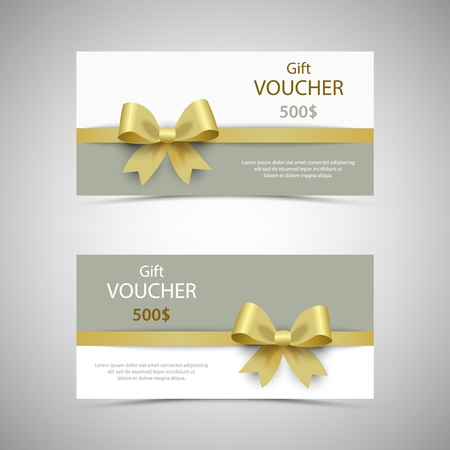 Gift voucher with design golden bow templateのイラスト素材
