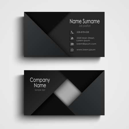 Business card in black design with triangles template vector eps 10のイラスト素材