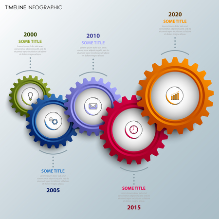 Time line info graphic with colorful design gears template vector eps 10のイラスト素材