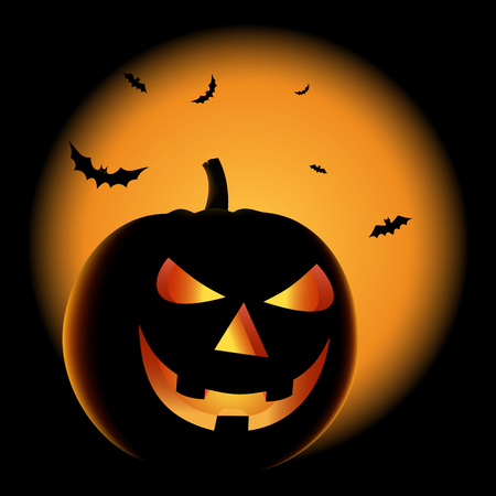 Ghostly Halloween poster with grinning pumpkin vector eps 10のイラスト素材
