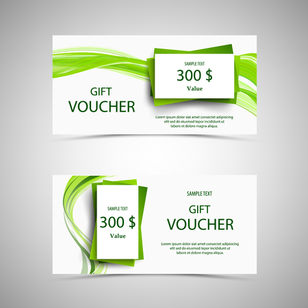 Gift voucher in green design with wavy lines vector eps 10のイラスト素材