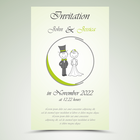 Wedding announcement with the bride and groom template vector eps 10のイラスト素材