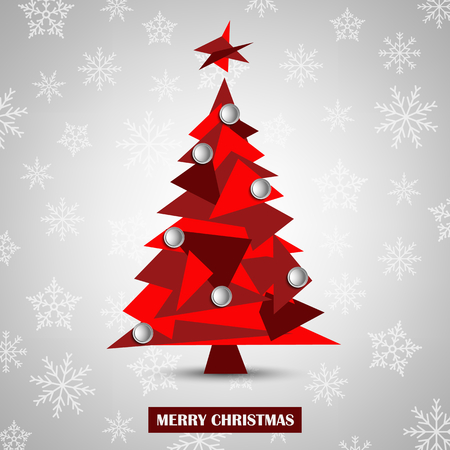 Christmas card with abstract red triangle tree templatevector eps 10のイラスト素材