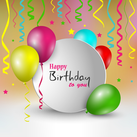 Birthday card with round pointer and balloons template vector eps 10のイラスト素材