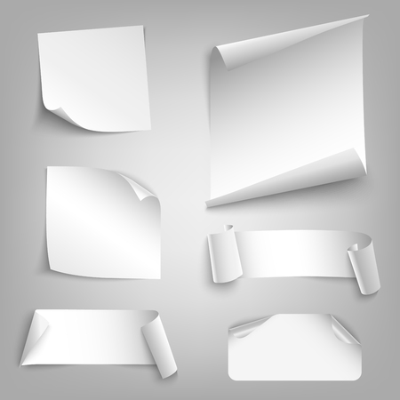 Collection white curved papers design elements vector eps 10のイラスト素材