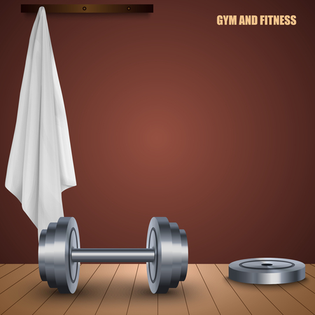 Gym and fitness design poster with dumbbell towel vector eps 10のイラスト素材