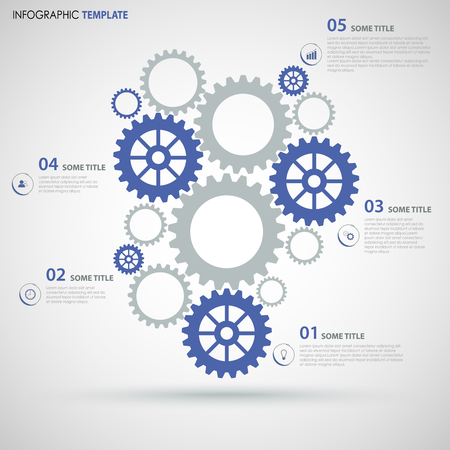 Info graphic with blue gray flat gear wheels design template vector eps 10のイラスト素材