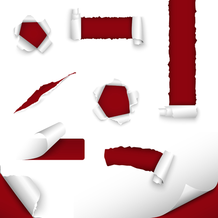 Collection of torn paper in red white design template vector eps 10のイラスト素材