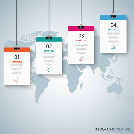 Info graphic with hanging banners and clips template vector eps 10のイラスト素材