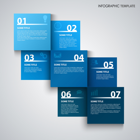 Info graphic with abstract squares in blue design vector eps 10のイラスト素材