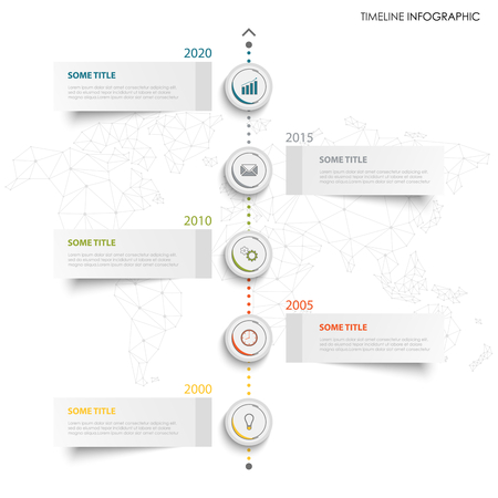Time line info graphic with design pointers and stickers vector eps 10のイラスト素材