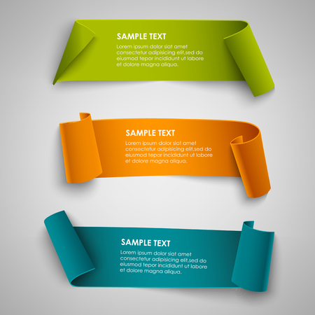 Collection curved colored papers abstract banners template vector eps 10のイラスト素材
