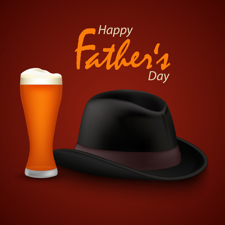 Fathers day poster with beer and black hat template vector eps 10のイラスト素材