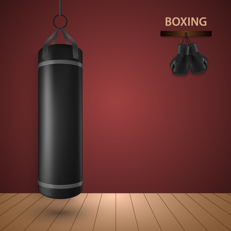 Boxing poster with gloves and punching bag template vector eps 10のイラスト素材