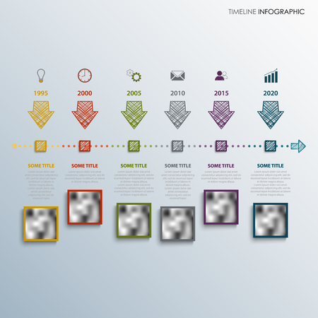 Time line info graphic with colored directional design arrows vector eps 10のイラスト素材