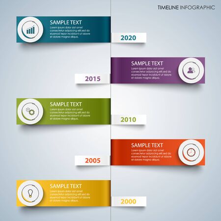 Time line info graphic with colorful bent labels template vector eps 10のイラスト素材