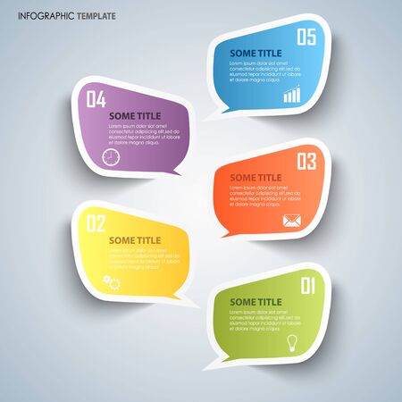 Info graphic with colorful dialog stickers templateのイラスト素材