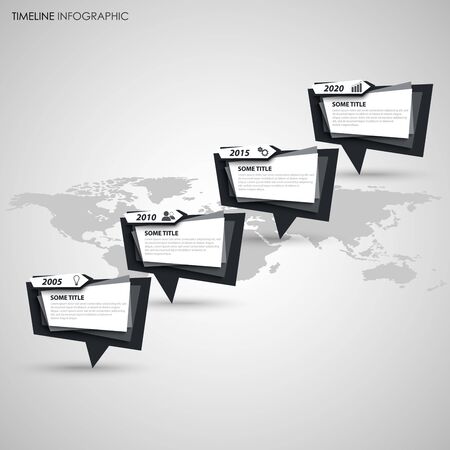 Time line info graphic with abstract pointers in black white design vector eps 10のイラスト素材