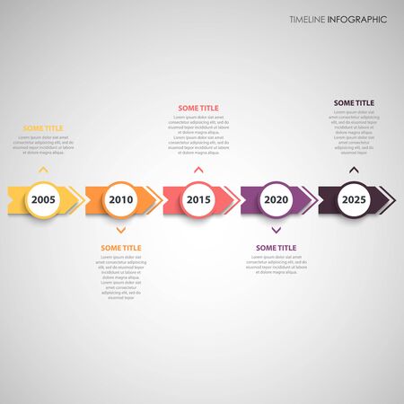 Time line info graphic with colorful arrows and round pointers vector eps 10のイラスト素材