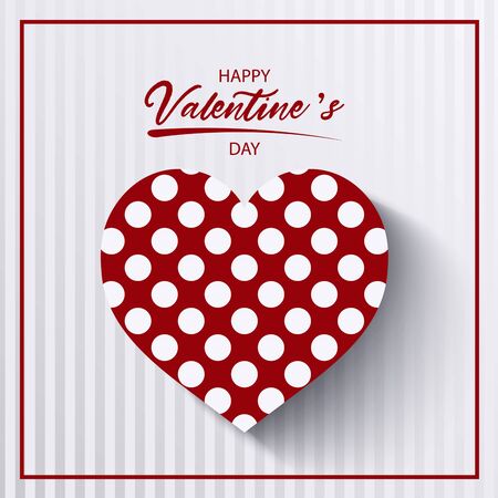 Valentine card with red heart and white dots template vector eps 10のイラスト素材